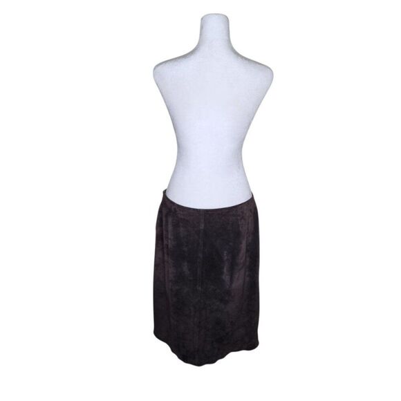 Vintage Y2K INC International Embroidered Suede A Line Skirt Womens 10 Brown - Picture 6 of 9